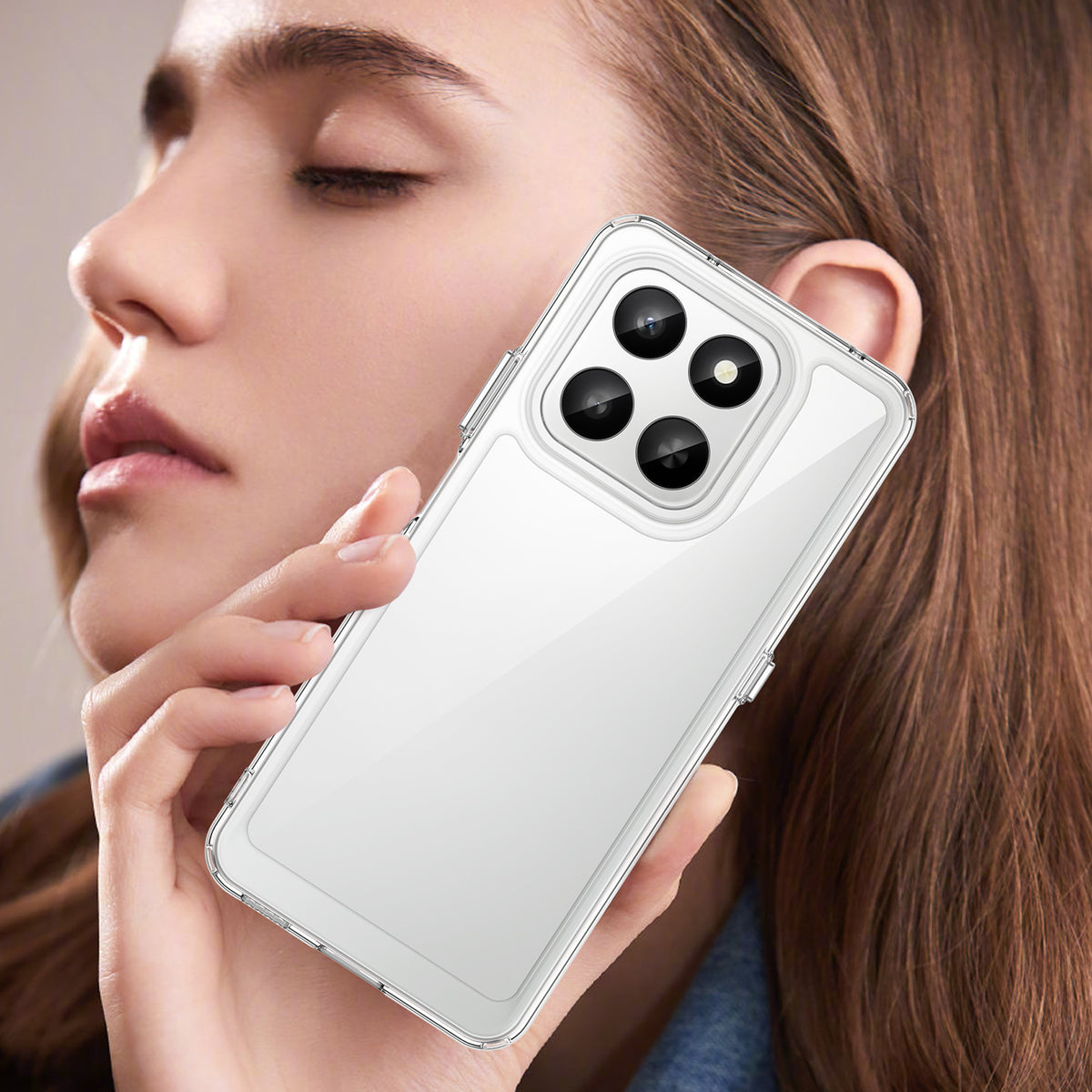 WANLONFENG til Honor 400 Smart 4G / Honor X7d 4G / Honor 400 Smart 5G, cover i MF-serien af TPU og akryl, gennemsigtigt mobilcover med hærdet glasfilm