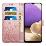 Til Samsung Galaxy A23e Præget Blomster Sommerfugl Telefoncover PU Læder Stødsikkert Pung Stander Etui
