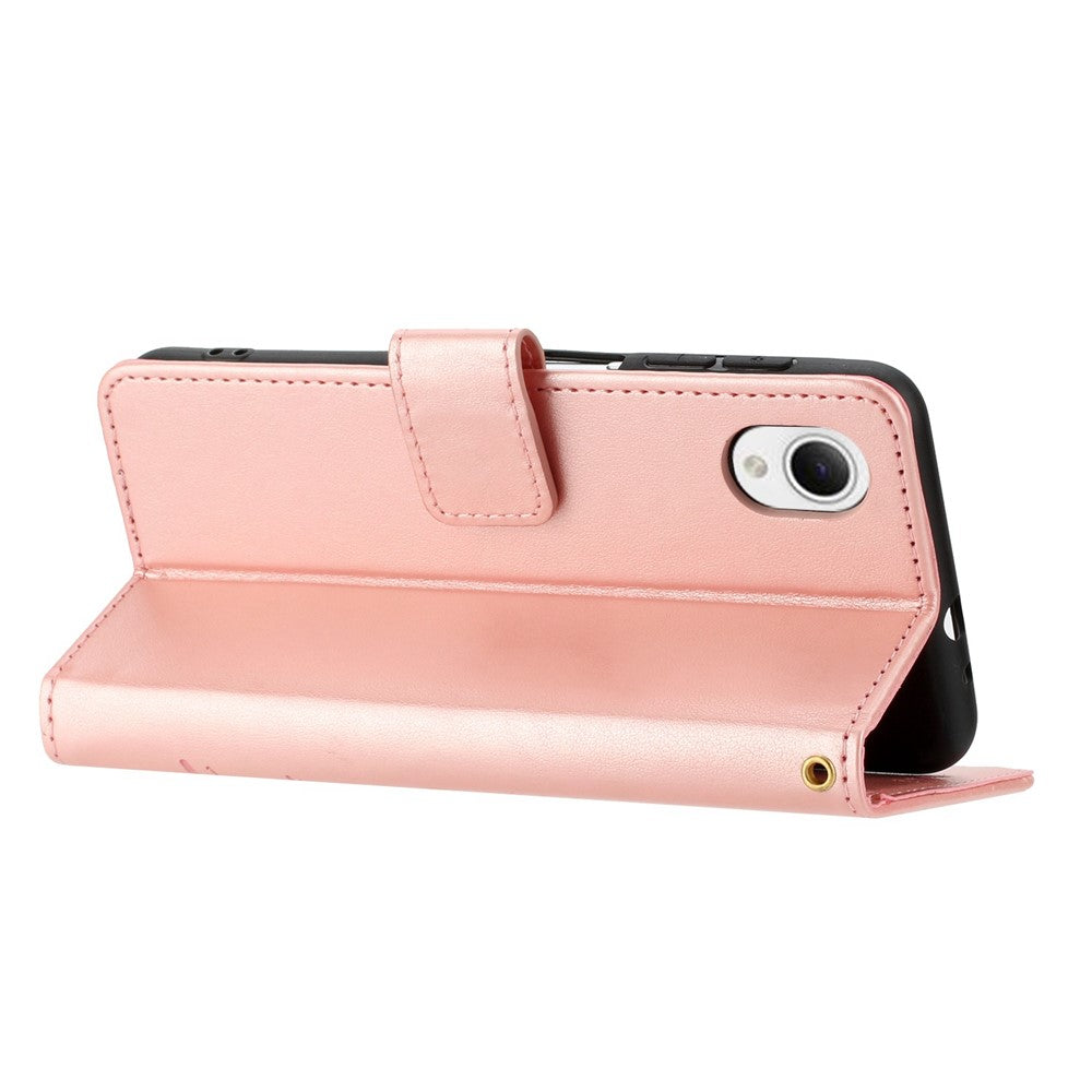 Til Samsung Galaxy A23e Præget Blomster Sommerfugl Telefoncover PU Læder Stødsikkert Pung Stander Etui