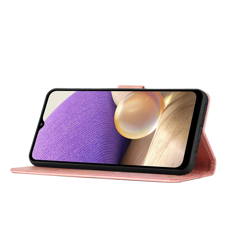 Til Samsung Galaxy A23e Præget Blomster Sommerfugl Telefoncover PU Læder Stødsikkert Pung Stander Etui