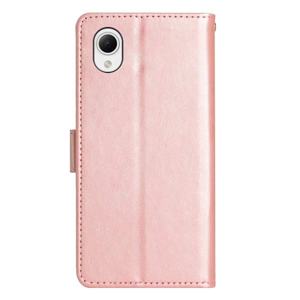 Til Samsung Galaxy A23e Præget Blomster Sommerfugl Telefoncover PU Læder Stødsikkert Pung Stander Etui