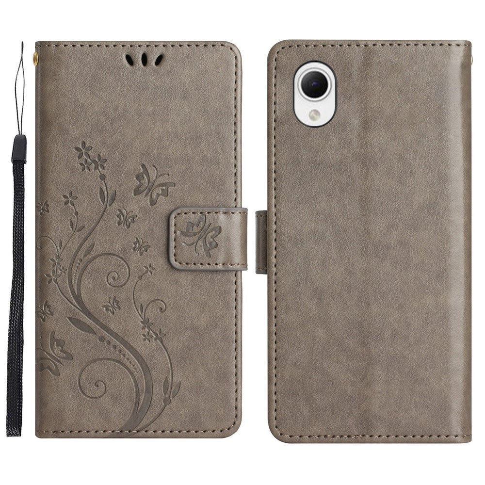 Til Samsung Galaxy A23e Præget Blomster Sommerfugl Telefoncover PU Læder Stødsikkert Pung Stander Etui