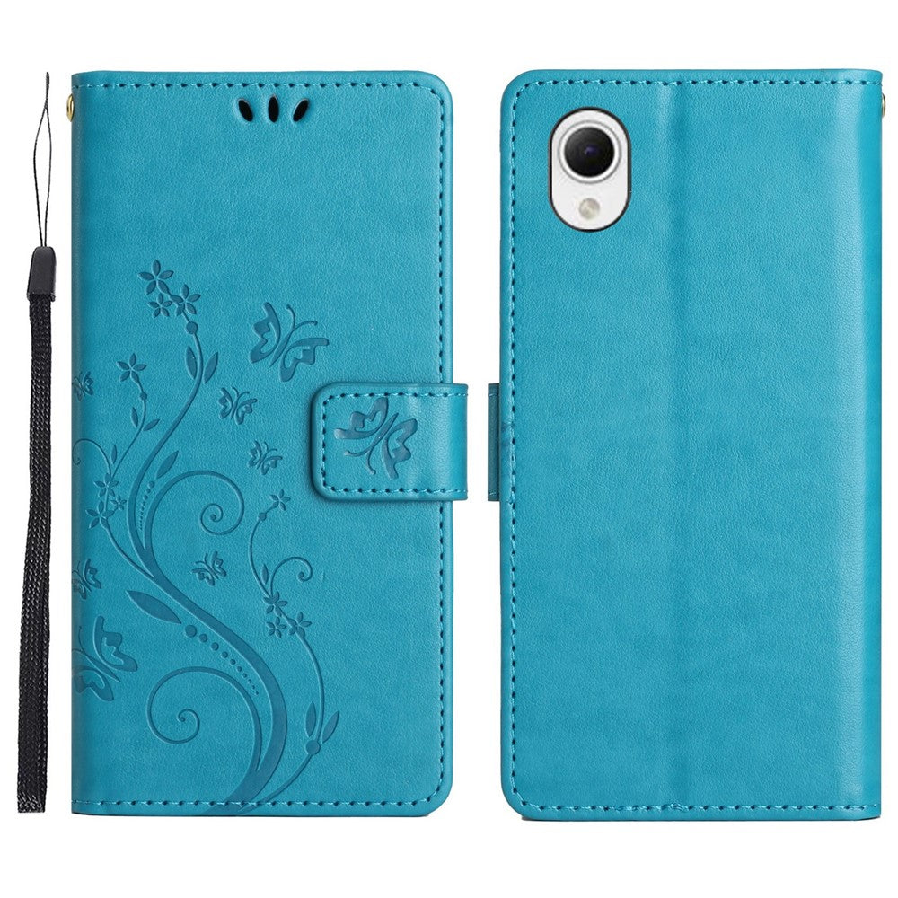 Til Samsung Galaxy A23e Præget Blomster Sommerfugl Telefoncover PU Læder Stødsikkert Pung Stander Etui
