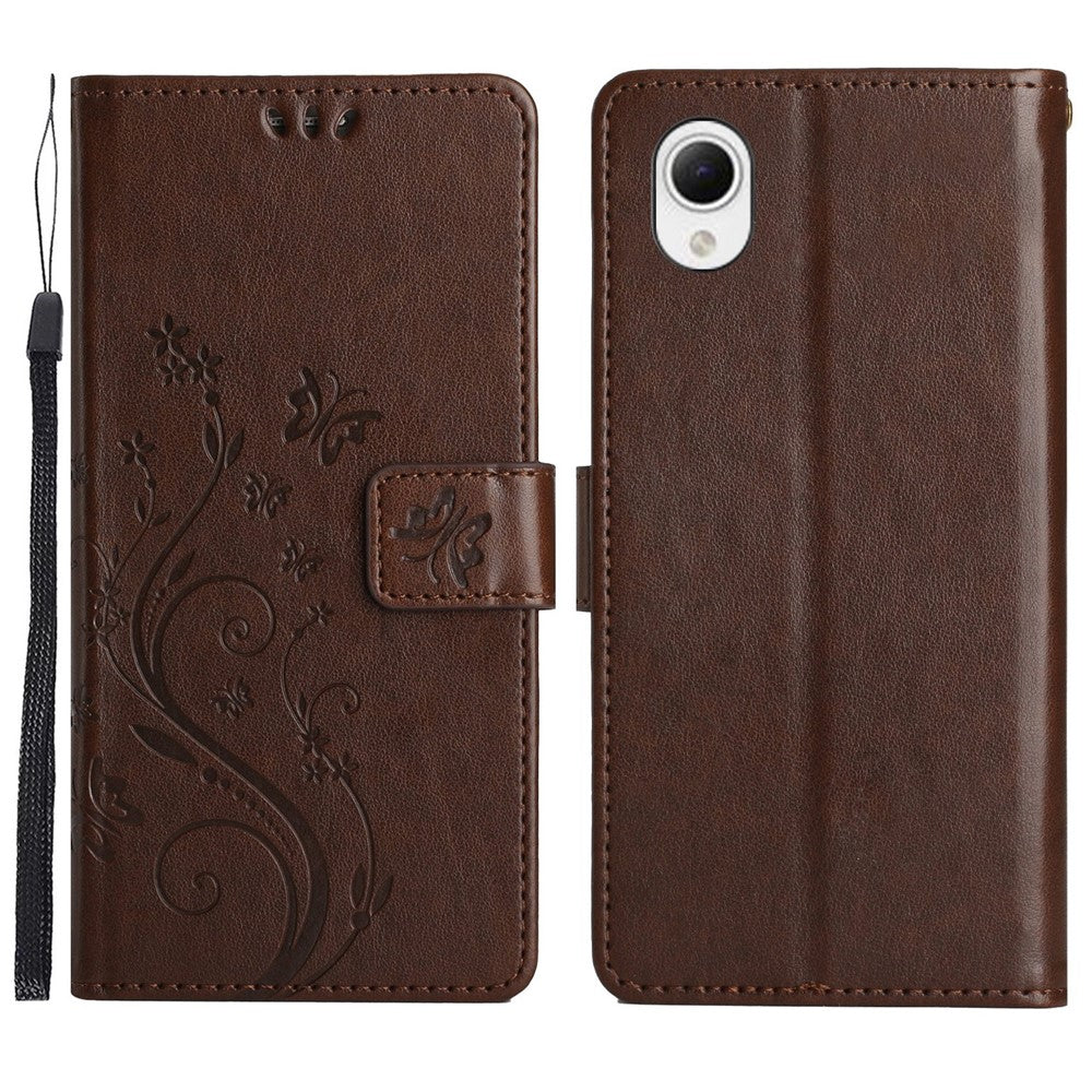 Til Samsung Galaxy A23e Præget Blomster Sommerfugl Telefoncover PU Læder Stødsikkert Pung Stander Etui
