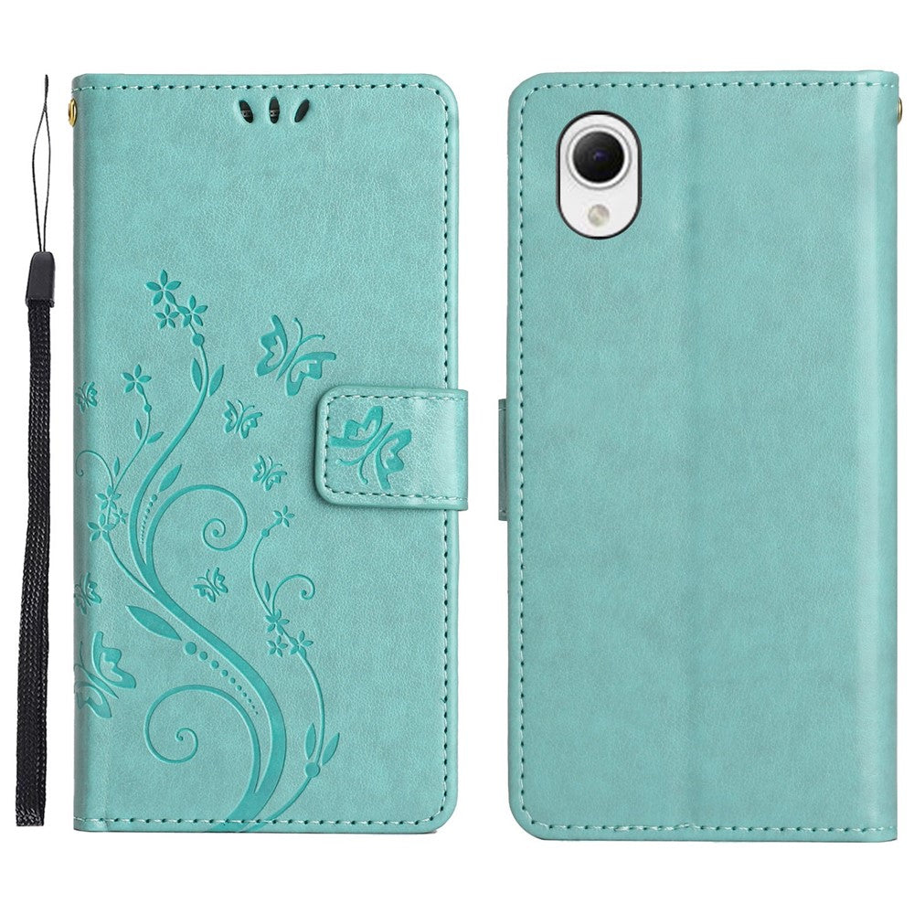 Til Samsung Galaxy A23e Præget Blomster Sommerfugl Telefoncover PU Læder Stødsikkert Pung Stander Etui
