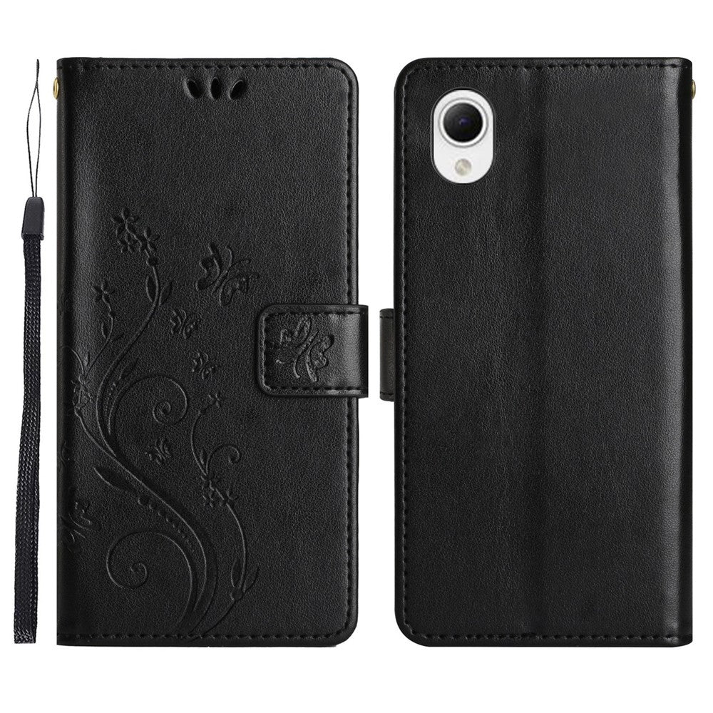 Til Samsung Galaxy A23e Præget Blomster Sommerfugl Telefoncover PU Læder Stødsikkert Pung Stander Etui