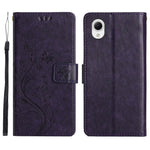 Til Samsung Galaxy A23e Præget Blomster Sommerfugl Telefoncover PU Læder Stødsikkert Pung Stander Etui
