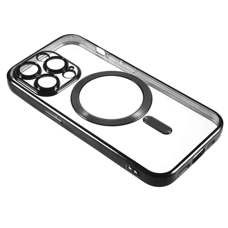 For iPhone 13 Pro Max Magnetic Case CD Veins Glass Lens Guard TPU Phone Back Cover
