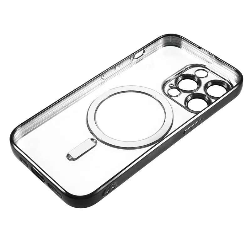 For iPhone 13 Pro Max Magnetic Case CD Veins Glass Lens Guard TPU Phone Back Cover