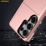 AMORUS For Samsung Galaxy S26 Ultra Case with Sliding Card Holder PC TPU Phone Back Cover