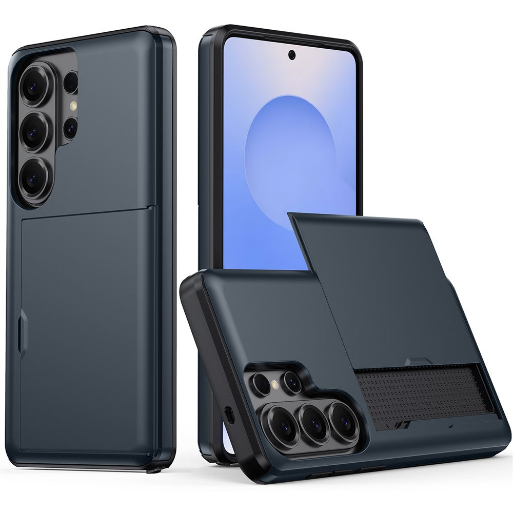 AMORUS For Samsung Galaxy S26 Ultra Case with Sliding Card Holder PC TPU Phone Back Cover