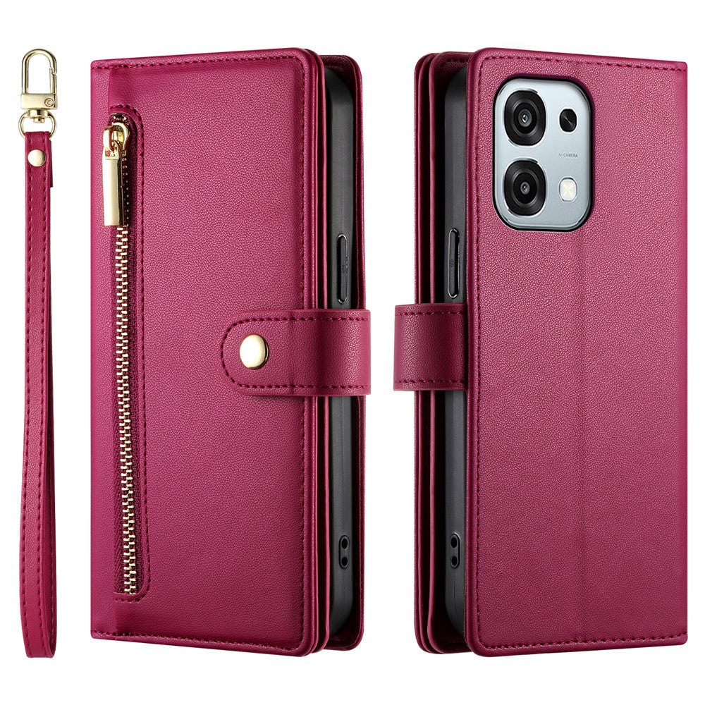 Leather Case For Oppo F31 5G  /  A6 Pro 5G  /  A6 Pro 4G Zipper Pocket Wallet Phone Cover with Straps