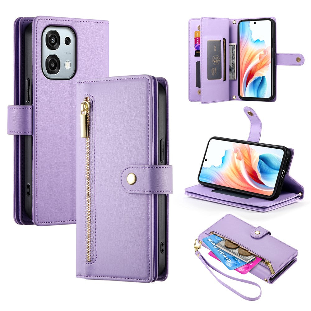 Leather Case For Oppo F31 5G  /  A6 Pro 5G  /  A6 Pro 4G Zipper Pocket Wallet Phone Cover with Straps