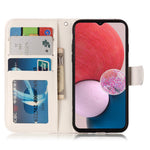 For Samsung Galaxy A04s 4G (164.7mm) Pattern Embossed Phone Case PU Leather TPU Wallet Case with Stand / Hand Strap