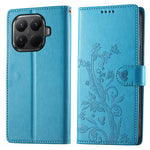 For Xiaomi 15T Pro Wallet Case Butterfly Floral Imprint PU Leather Phone Cover with Wrist Strap