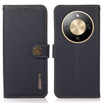 KHAZNEH for Honor Magic8 Lite 5G / X9d 5G / X70 5G Case Genuine Cow Leather RFID Blocking Wallet Phone Cover