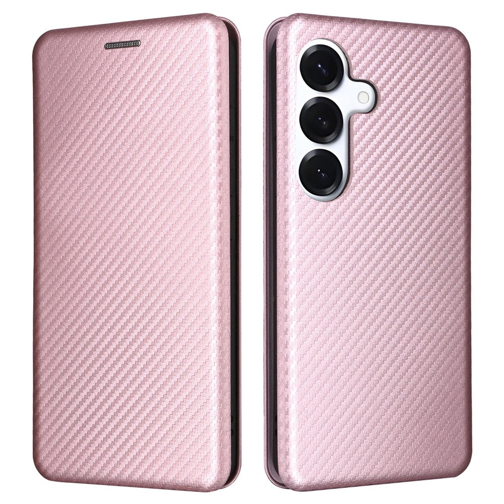 Fallsäkert PU-läderfodral till Samsung Galaxy S26 med kolfiberstruktur