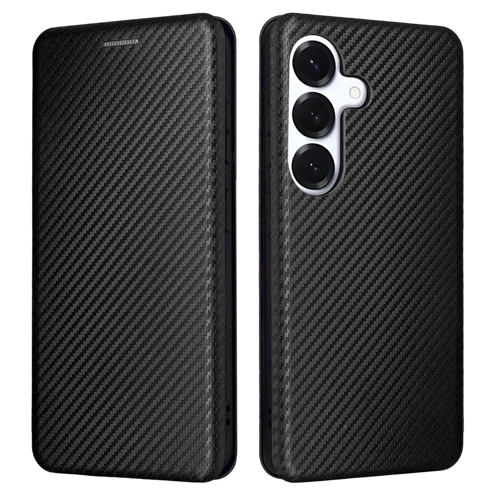 Fallsäkert PU-läderfodral till Samsung Galaxy S26 med kolfiberstruktur