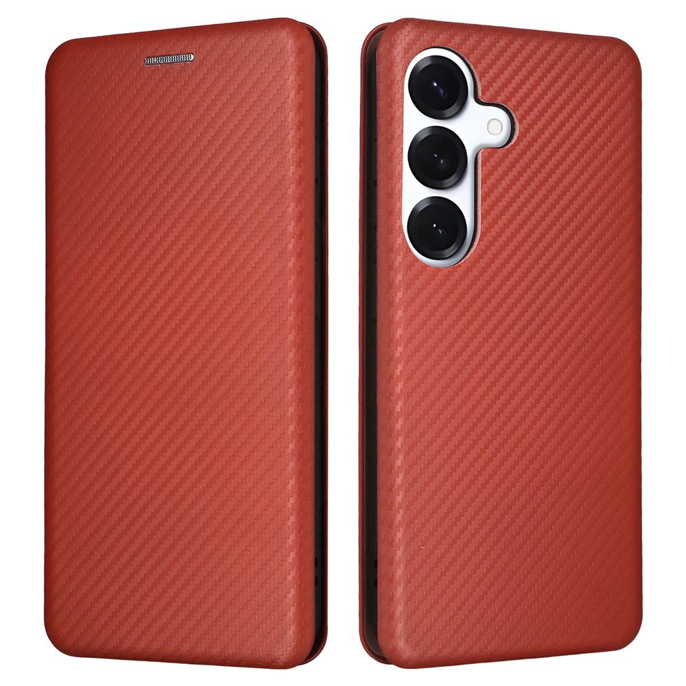 Fallsäkert PU-läderfodral till Samsung Galaxy S26 med kolfiberstruktur