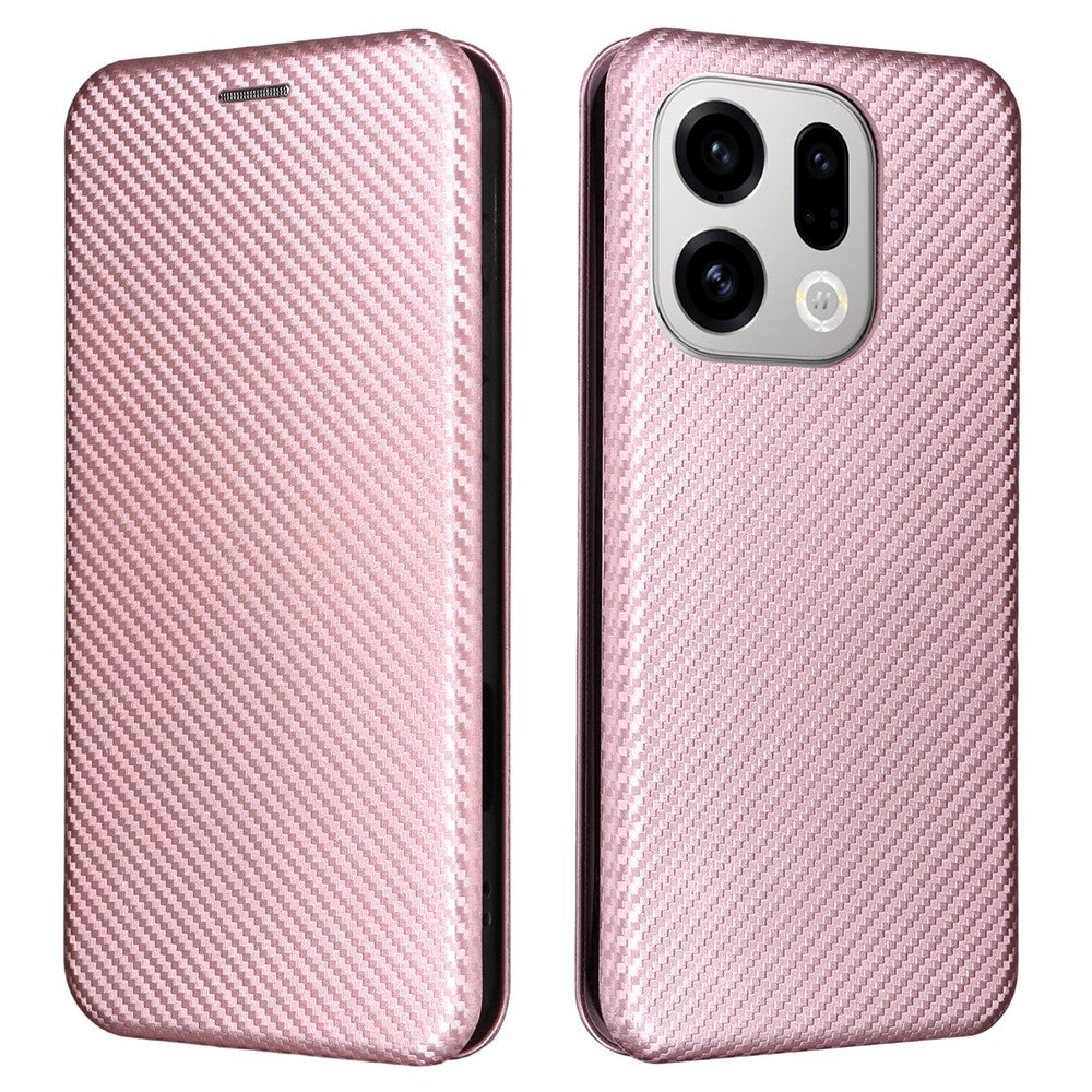 For Oppo Find X9 5G Case Carbon Fiber Texture Drop-Proof PU Leather Phone Cover