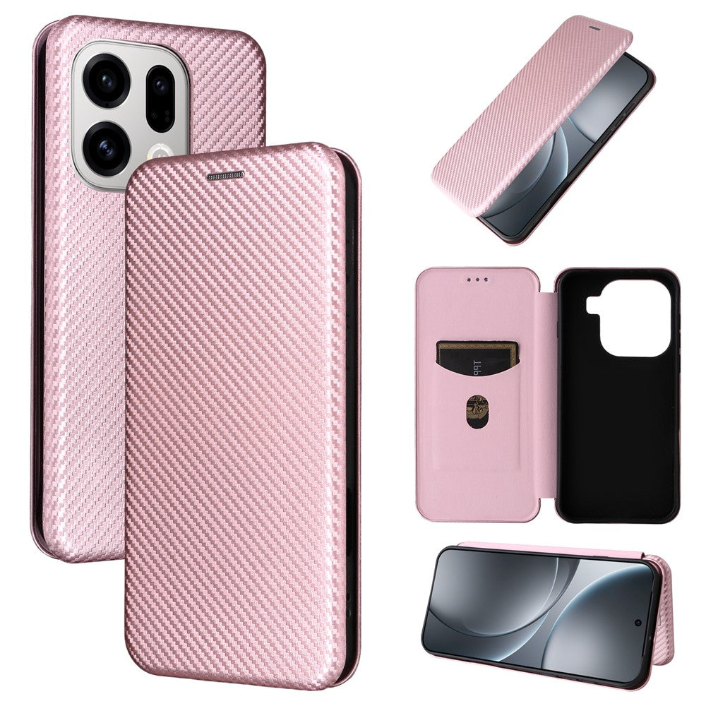 For Oppo Find X9 5G Case Carbon Fiber Texture Drop-Proof PU Leather Phone Cover