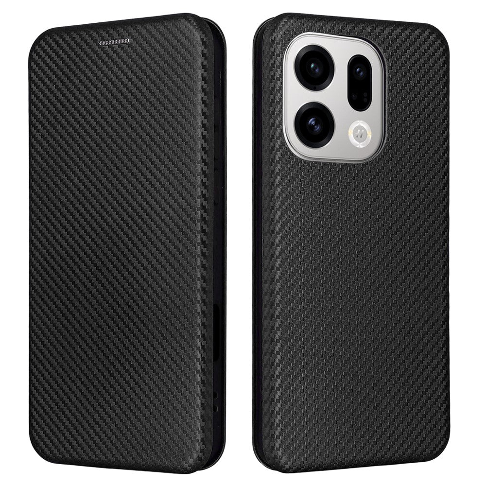 For Oppo Find X9 5G Case Carbon Fiber Texture Drop-Proof PU Leather Phone Cover