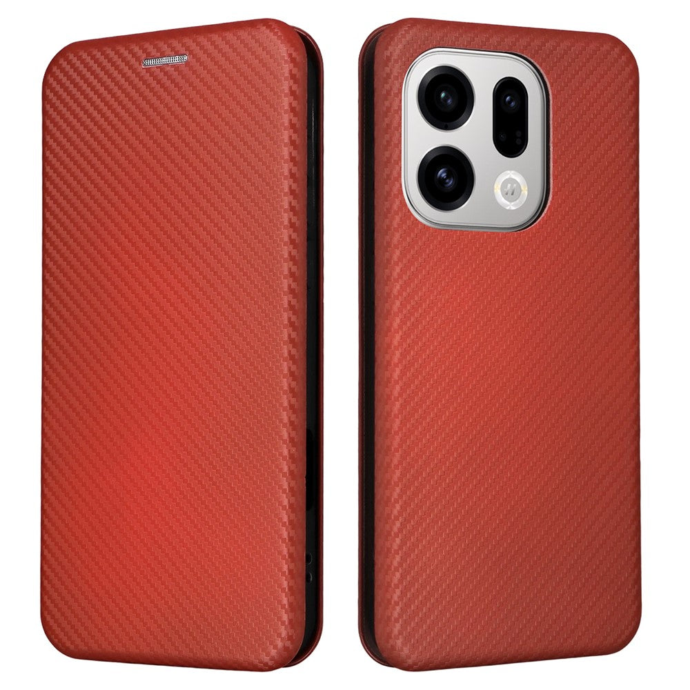 For Oppo Find X9 5G Case Carbon Fiber Texture Drop-Proof PU Leather Phone Cover