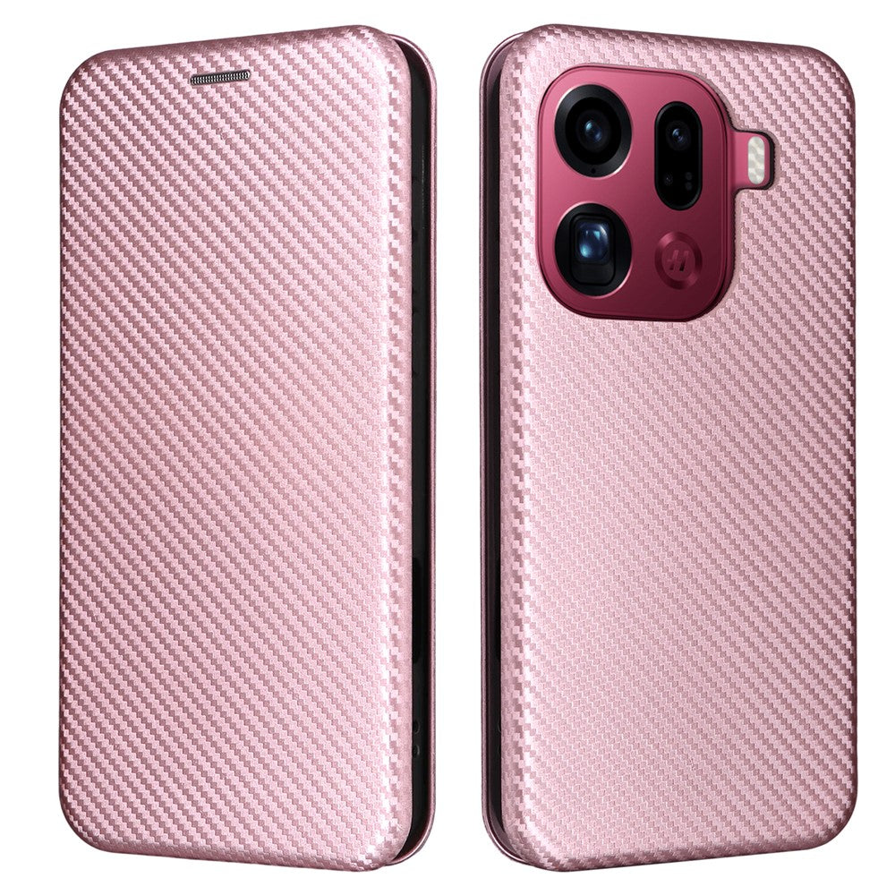 For Oppo Find X9 Pro 5G Case Carbon Fiber Texture Drop-Proof PU Leather Phone Cover
