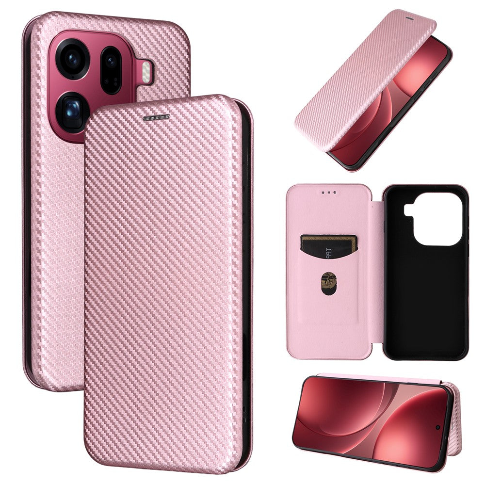 For Oppo Find X9 Pro 5G Case Carbon Fiber Texture Drop-Proof PU Leather Phone Cover