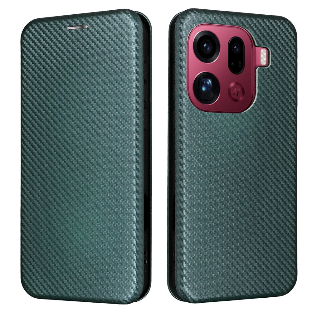 For Oppo Find X9 Pro 5G Case Carbon Fiber Texture Drop-Proof PU Leather Phone Cover