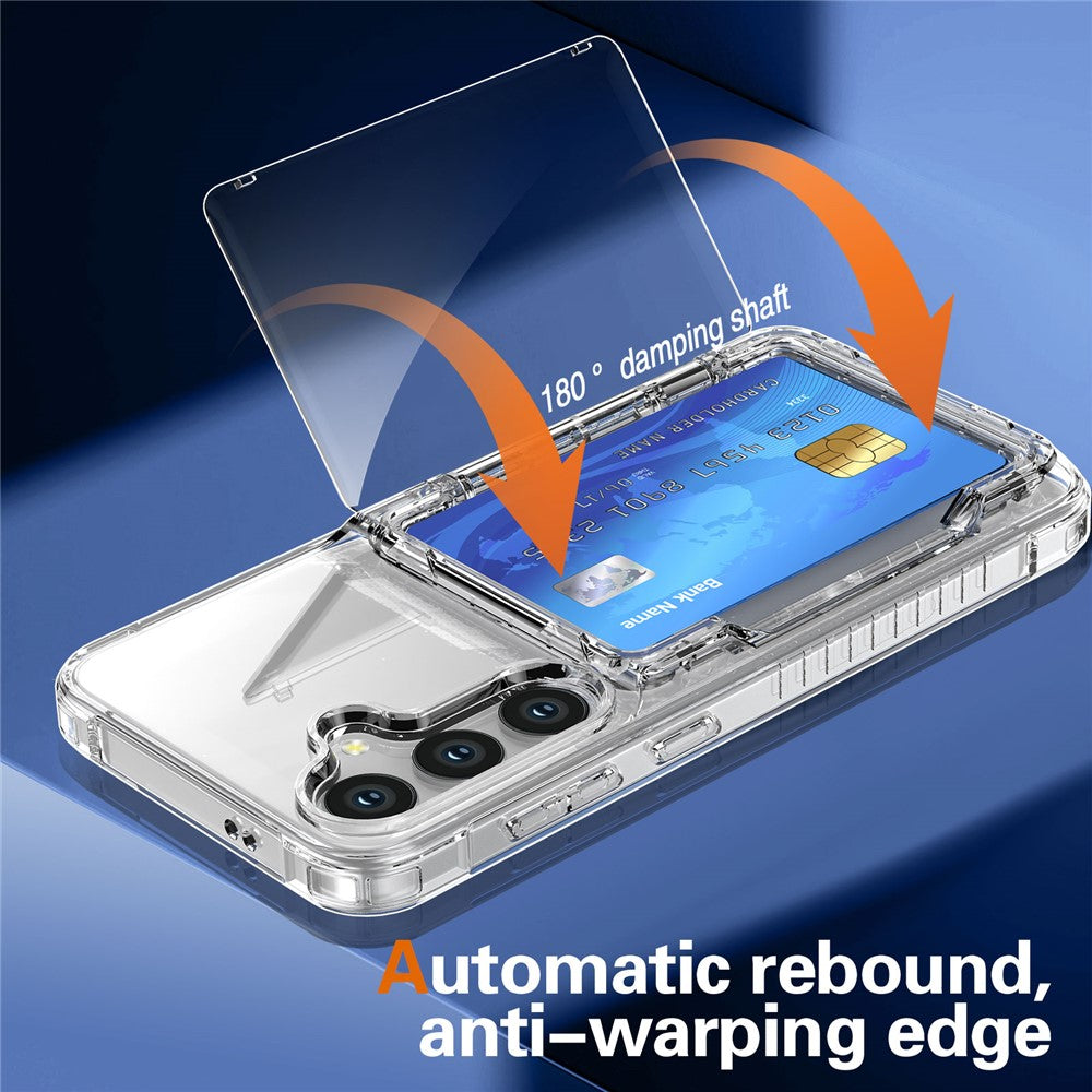 For Samsung Galaxy S26 Clear Case PC + TPU Phone Cover Card Holder Kickstand