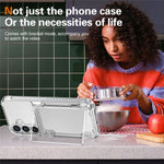 For Samsung Galaxy S26+ Clear Case PC + TPU Phone Cover Card Holder Kickstand