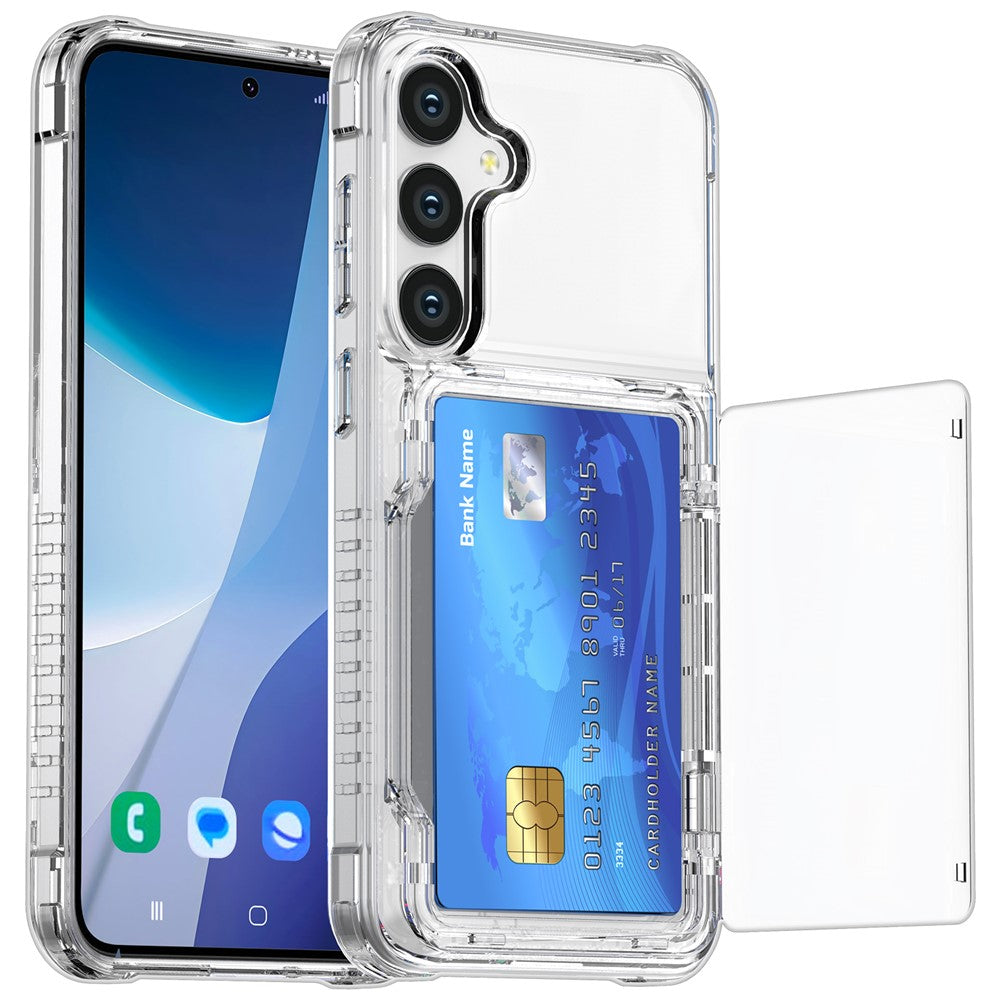 For Samsung Galaxy S26+ Clear Case PC + TPU Phone Cover Card Holder Kickstand