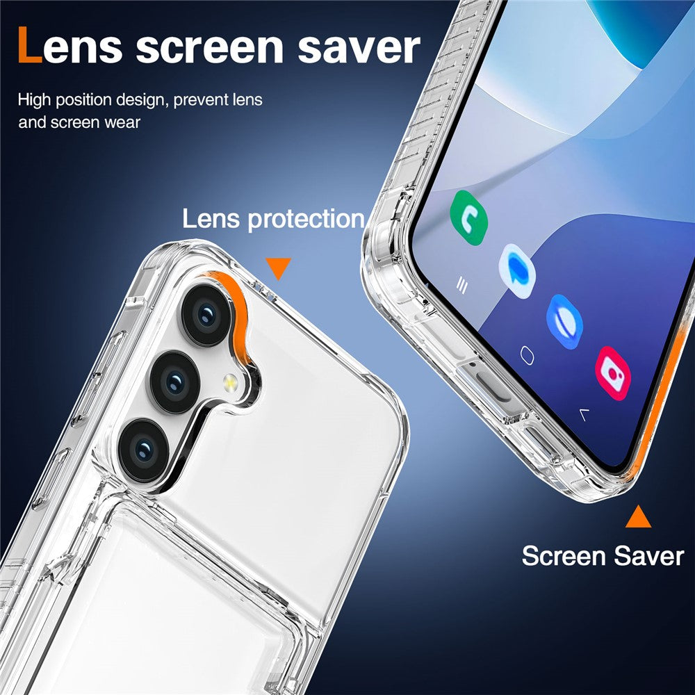 For Samsung Galaxy S26+ Clear Case PC + TPU Phone Cover Card Holder Kickstand