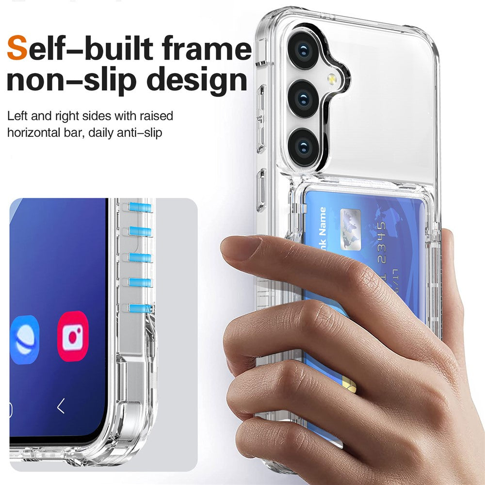 For Samsung Galaxy S26+ Clear Case PC + TPU Phone Cover Card Holder Kickstand