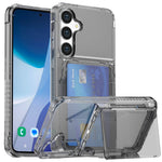 For Samsung Galaxy S26+ Clear Case PC + TPU Phone Cover Card Holder Kickstand
