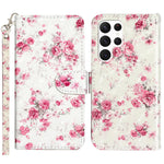 For Samsung Galaxy S23 Ultra 3D Pattern Printing PU Leather Flip Wallet Case Stand Magnetic Shockproof Protective Phone Cover with Strap