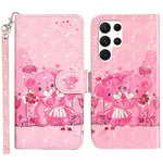 For Samsung Galaxy S23 Ultra 3D Pattern Printing PU Leather Flip Wallet Case Stand Magnetic Shockproof Protective Phone Cover with Strap