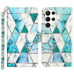 For Samsung Galaxy S23 Ultra 3D Pattern Printing PU Leather Flip Wallet Case Stand Magnetic Shockproof Protective Phone Cover with Strap