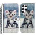 For Samsung Galaxy S23 Ultra 3D Pattern Printing PU Leather Flip Wallet Case Stand Magnetic Shockproof Protective Phone Cover with Strap