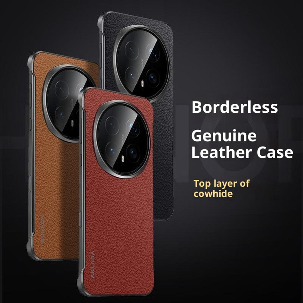 SULADA For Honor Magic8 Pro 5G Case Genuine Cow Leather Frameless Phone Back Cover