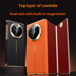 SULADA For Huawei Mate XT Ultimate / XTs Ultimate Magnetic Case Dual-Axis Design Hinge Protection Genuine Cow Leather + PC Phone Cover