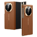 SULADA For Huawei Mate XT Ultimate / XTs Ultimate Magnetic Case Dual-Axis Design Hinge Protection Genuine Cow Leather + PC Phone Cover