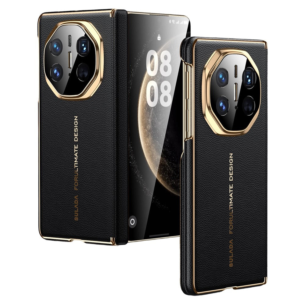 SULADA For Huawei Mate X5 Magnetic Case Dual-Axis Design Hinge Protection Genuine Cow Leather + PC Phone Cover
