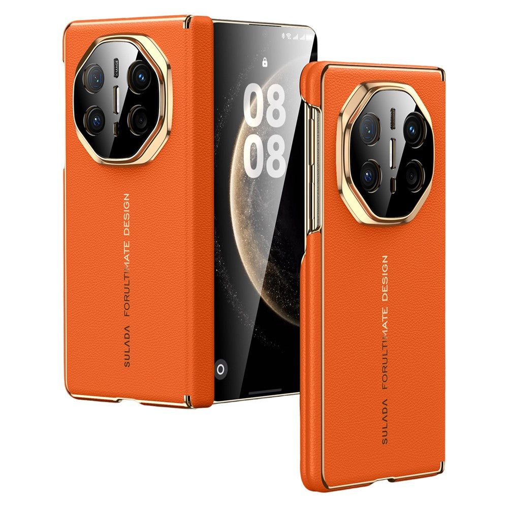 SULADA For Huawei Mate X6 Magnetic Case Dual-Axis Design Hinge Protection Genuine Cow Leather + PC Phone Cover