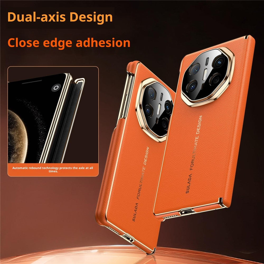 SULADA For Huawei Mate X6 Magnetic Case Dual-Axis Design Hinge Protection Genuine Cow Leather + PC Phone Cover