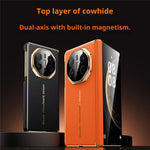 SULADA For Huawei Mate X6 Magnetic Case Dual-Axis Design Hinge Protection Genuine Cow Leather + PC Phone Cover