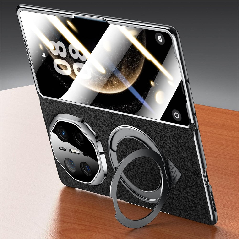 SULADA For Huawei Mate X5 Magnetic Case with Kickstand / Screen Film Genuine Cow Leather PC Phone Cover