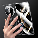 SULADA For Huawei Mate X5 Magnetic Case with Kickstand / Screen Film Genuine Cow Leather PC Phone Cover
