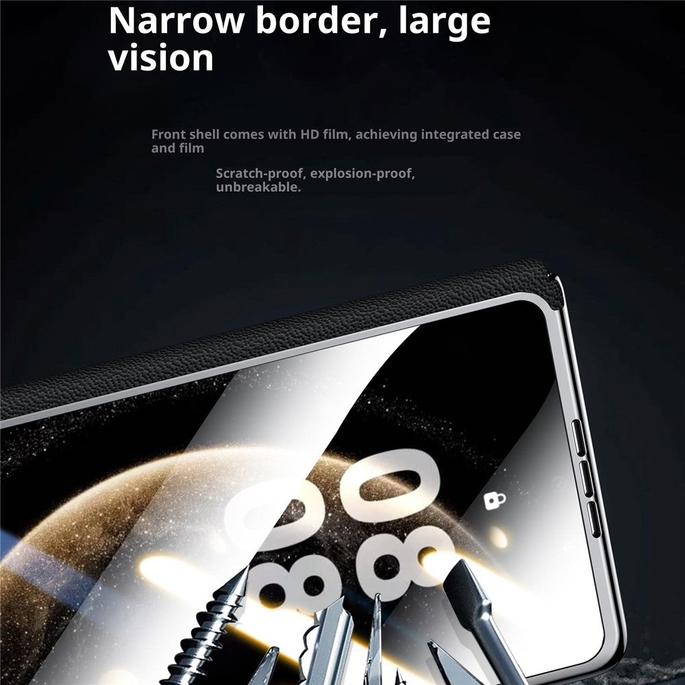 SULADA For Huawei Mate X5 Magnetic Case with Kickstand / Screen Film Genuine Cow Leather PC Phone Cover